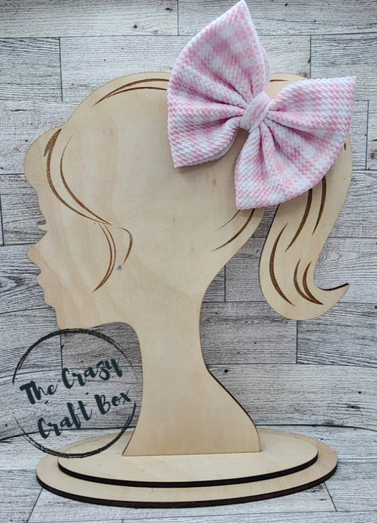 Gingham Pink & White Hair Bow