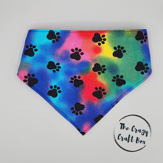 Rainbow Paw Print Scrunchie Bandana