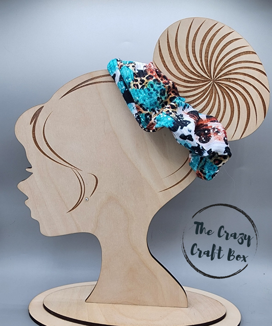 Leopard Print Scrunchie - Teal