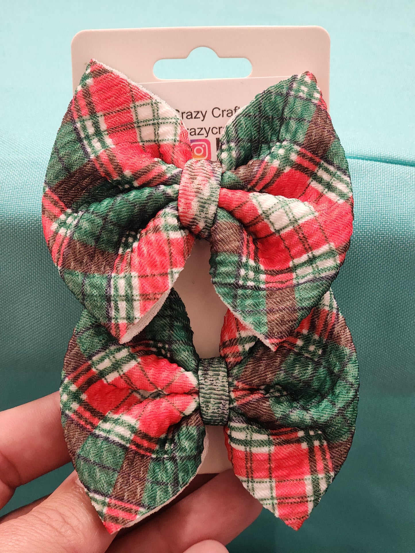 Red/Green Flannel Hair Bows