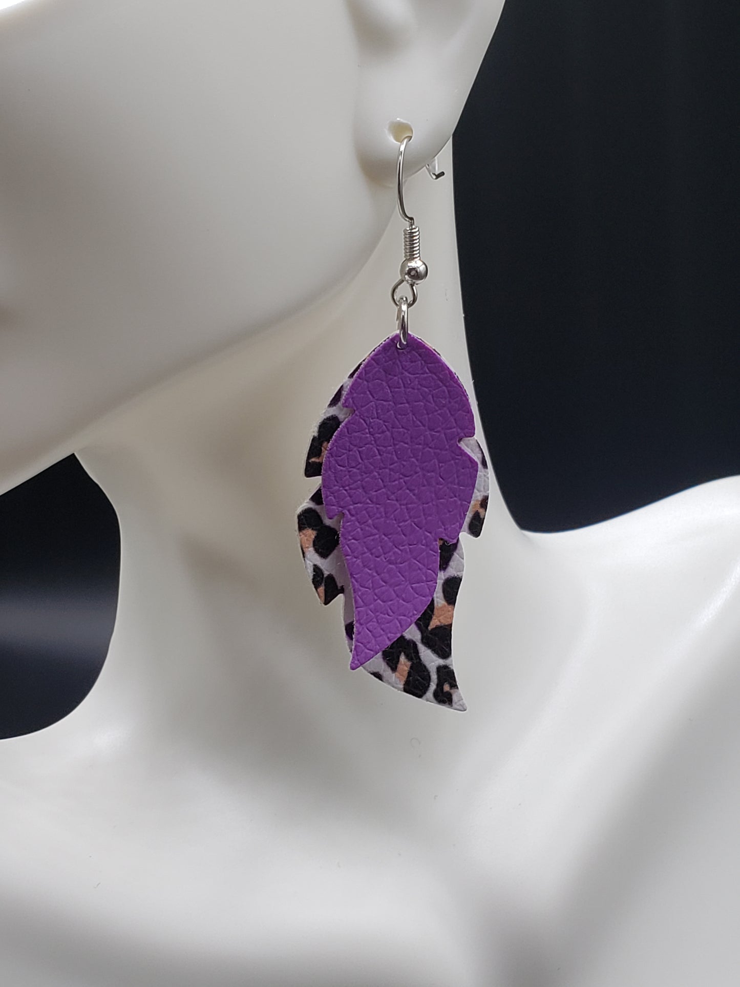 Purple & Leopard Earrings
