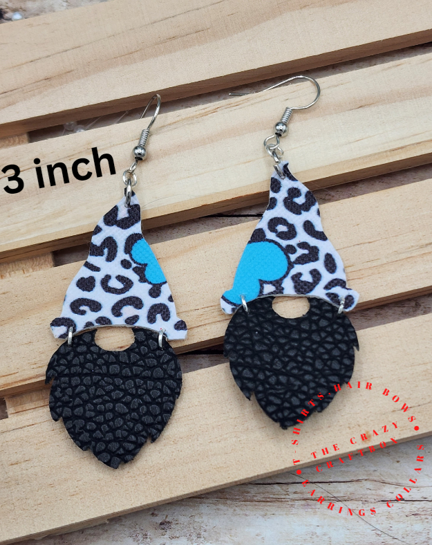 Teal Leopard Gnome Earrings