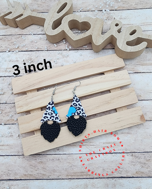 Teal Leopard Gnome Earrings