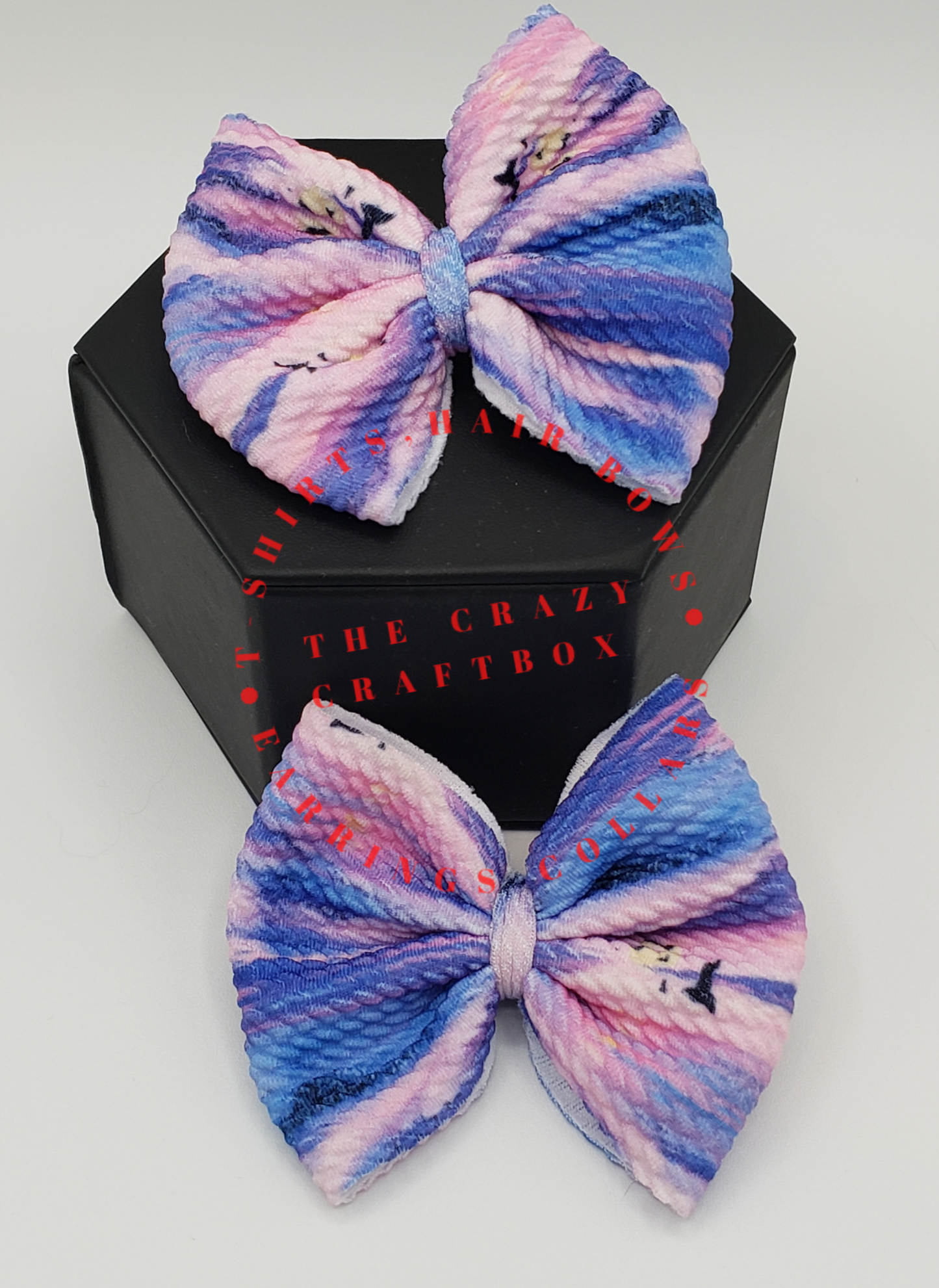 Pink Sky Fabric Hair Bows