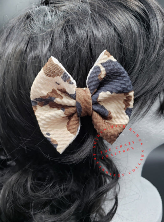 Brown & Black Cow Print Hair Bow